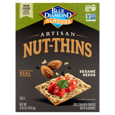 Blue Diamond Almonds Nut-Thins Artisan Sesame Seeds Rice Cracker Snacks with Almonds, 4.25 oz