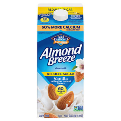 Blue Diamond Almonds Almond Breeze Reduced Sugar Vanilla Almondmilk, half gallon, 1.89 Each