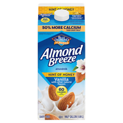 Blue Diamond Almonds Almond Breeze Hint of Honey Vanilla Almondmilk, half gallon, 63.91 Fluid ounce