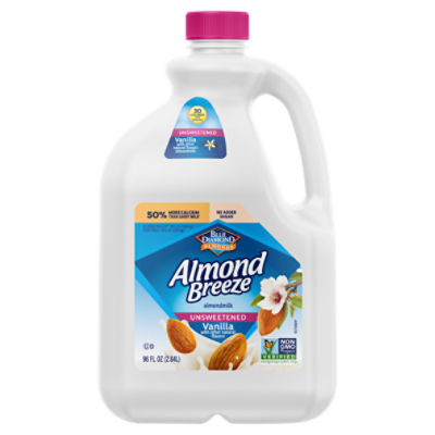 Blue Diamond Almonds Almond Breeze Unsweetened Vanilla Almondmilk, 96 fl oz, 96 Fluid ounce