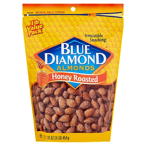 Blue Diamond Almonds Honey Roasted Almonds Value Pack, 16 oz
Consistent Quality and Great Value!
Blue Diamond Growers' Honey Roasted almonds are made with sweet honey and a hint of salt. They are so delicious you won't be able to put them down. The decadent flavors colliding on a crunchy roasted almond are sure to become a family favorite. And our convenient, resealable bag gives you the option to save some for later - if you can!