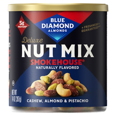 Blue Diamond Almonds Deluxe Nut Mix Smokehouse Cashew, Almond & Pistachio, 14 oz