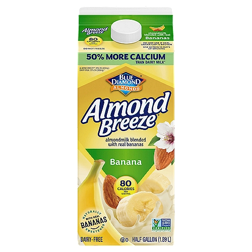 We blended the smooth, creamy goodness of Unsweetened Almond Breeze® Almondmilk with real bananas for a deliciously satisfying treat that contains half a banana in every serving. Try it by the glass, over your cereal, or even replace your morning smoothie with it! The best almonds make the best almondmilk.
