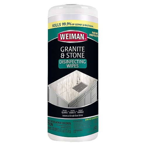 Weiman Spring Garden Scent Granite & Stone Disinfecting Wipes, 30 count, 6.1 oz