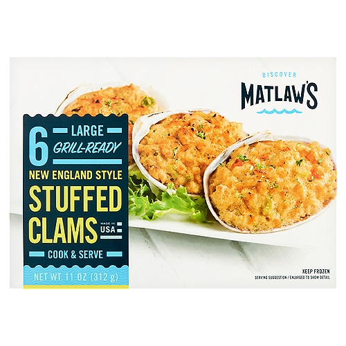 Matlaw's New England Style Large Stuffed Clams, 6 count, 11 oz