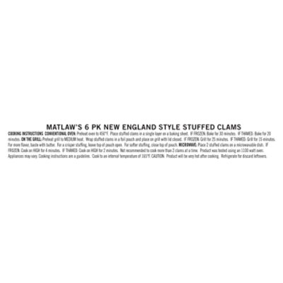 Matlaw's New England Style Stuffed Clams, 6 count, 15 oz