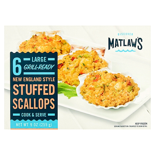 Matlaw's New England Style Large Stuffed Scallops, 6 count, 9 oz