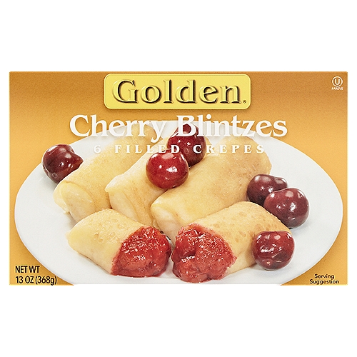 Golden Cherry Blintzes, 6 count, 13 ozs
Wholesome Traditional Quality
✓ No preservatives
✓ No artificial flavoring or coloring
✓ 0g trans fat

In 20 minutes or less you can conveniently serve these delicious Cherry Filled Crepes at your next simple meal or part of your family's holiday traditions.
We are honored to share a place at your table.