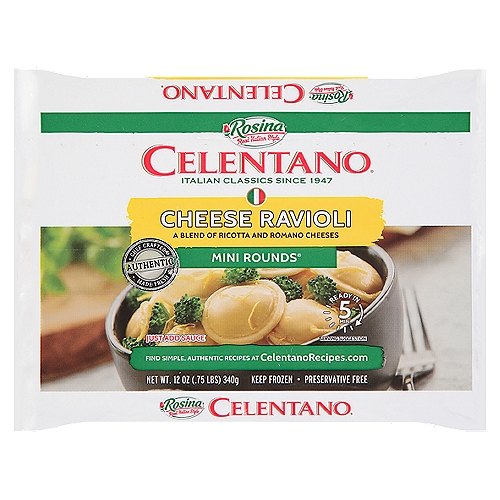 Rosina Celentano Mini Rounds Cheese Ravioli Pasta, 12 oz
