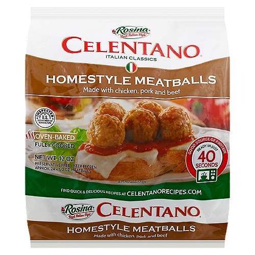 Rosina Celentano Homestyle Meatballs, 12 oz
Celentano Homestyle Meatballs 18/12 oz.