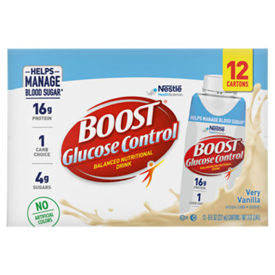 Nestlé Boost Glucose Control Very Vanilla Balanced Nutritional Drink, 8 fl oz, 12 count, 96 Fluid ounce