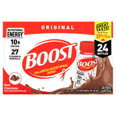Boost Original Rich Chocolate Balanced Nutritional Drink, 8 fl oz, 24 count, 192 Fluid ounce