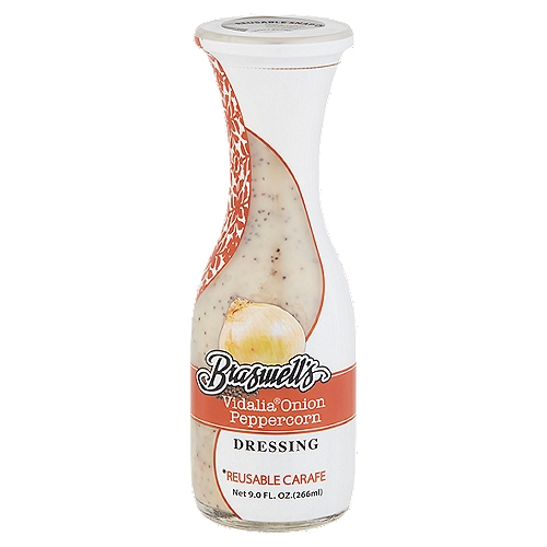 Braswell's Vidalia Onion Peppercorn Dressing, 9.0 fl oz
Living in Vidalia® Onion Country, we feel an obligation to create incomparable products with these uniquely sweet treats.
Our Vidalia® Onion & Peppercorn is an amazing dressing, dip or marinade.