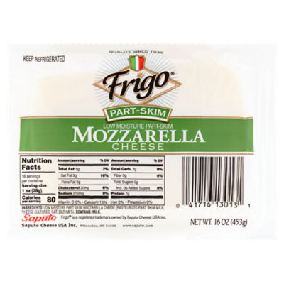 Frigo Low Moisture Part-Skim Mozzarella Cheese, 16 oz