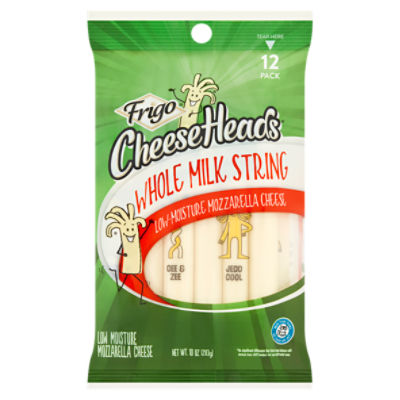 Frigo Cheese Heads Low-Moisture Whole Milk String Mozzarella Cheese, 12 count, 10 oz