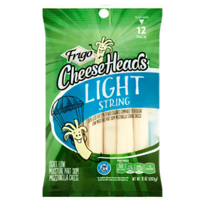 Frigo Cheese Heads Light String Cheese, 12 count, 10 oz, 10 Ounce