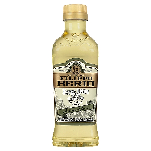 Filippo Berio Extra Light Tasting Olive Oil, 16.9 fl oz
''Extra light'' has a faint hint of olive flavor and a light aroma. This, along with its high smoke point, allow it to perform best in cooking methods such as baking, deep frying, stir-frying and braising.
Olive oil composed of refined olive oils & virgin olive oils.