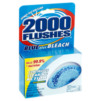2000 Flushes Blue Plus Bleach Automatic Toilet Bowl Cleaner, 3.5 oz, 2 Each