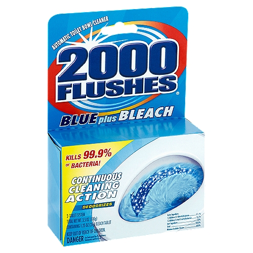 2000 Flushes Blue Plus Bleach Automatic Toilet Bowl Cleaner, 3.5 oz