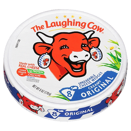 The Laughing Cow Creamy Original Spreadable Cheese Wedges, 8 count, 6 oz
No Artificial Growth Hormones.*
*No Significant Difference Has Been Shown between Milk Derived from rBST-Treated and Non-rBST Treated Cows.