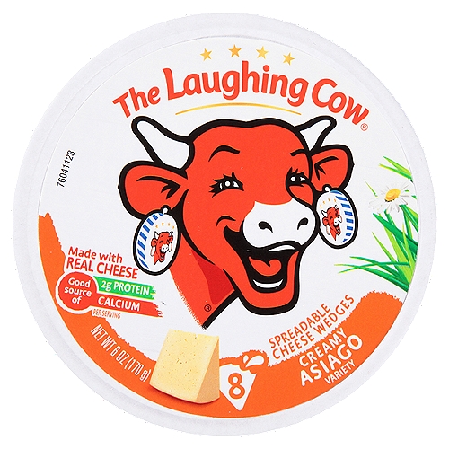 The Laughing Cow Creamy Asiago Spreadable Cheese Wedges Variety, 8 count, 6 oz
No Artificial Growth Hormones.*
*No Significant Difference Has Been Shown Between Milk Derived from rBST-Treated and Non-rBST Treated Cows.