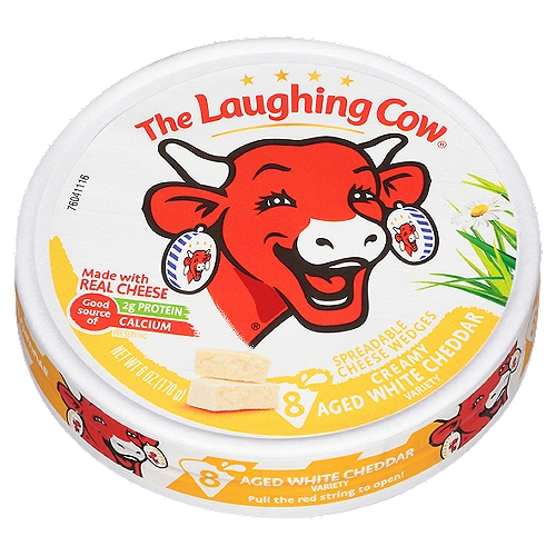 The Laughing Cow Creamy Aged White Cheddar Spreadable Cheese Wedges Variety, 8 count, 6 oz
No Artificial Growth Hormones.*
*No Significant Difference has Been Shown Between Milk Derived from rBST-Treated and Non-rBST Treated Cows.