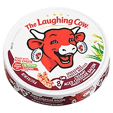 The Laughing Cow Creamy Aged Cheddar Bacon, Spreadable Cheese Wedges, 8 Each