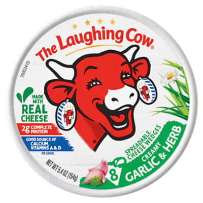 The Laughing Cow Creamy Garlic & Herb Spreadable Cheese Wedges, 8 count, 5.4 oz