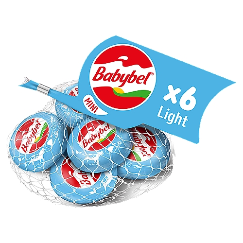 Babybel Light Mini Semisoft Cheese, 6 count, 4.2 oz
50 Calorie*
5g Protein*
*Per Serving. See Nutrition Information for Saturated Fat Content

Artificial Growth Hormones**
**No significant difference has been shown between milk derived from rBST-treated and non-rBST treated cows.