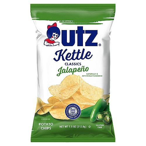 These Utz® Kettle Classics, cooked kettle-style, are sure to wake up your tastebuds with spicy heat from our specially blended jalapeño seasoning! The authentic flavor of these extra crunchy jalapeño ''Classics'' makes them a delicious member of our Kettle Classics family. Our kettle-style cooking ensures that the appearance, flavor, and crunch are deserving of the Utz® name. Grab a bag today and enjoy!
