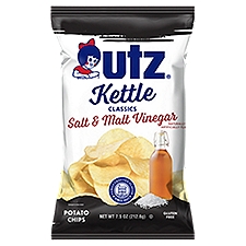 Utz Kettle Classics Salt & Malt Vinegar, Potato Chips, 7.5 Ounce
