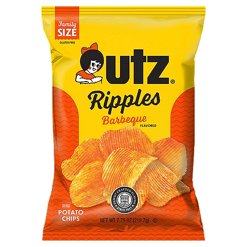 Utz Ripples Barbeque Flavored Potato Chips Family Size, 7.75 oz