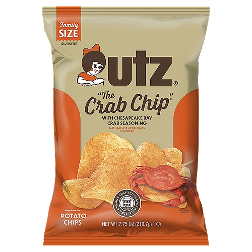 7.75 oz Utz "Crab Chip" Potato Chips
These chips have been a staple in the Utz® Potato Chip Family for years. We take our famously fresh, crispy potato chips and season them with delicious Chesapeake Bay Crab Seasoning. You may not be able to enjoy the luxury of crabs by the Bay every day, but with Utz® you can savor that legendary Chesapeake Bay Crab flavoring anytime on the perfect chip. So grab a bag and enjoy!