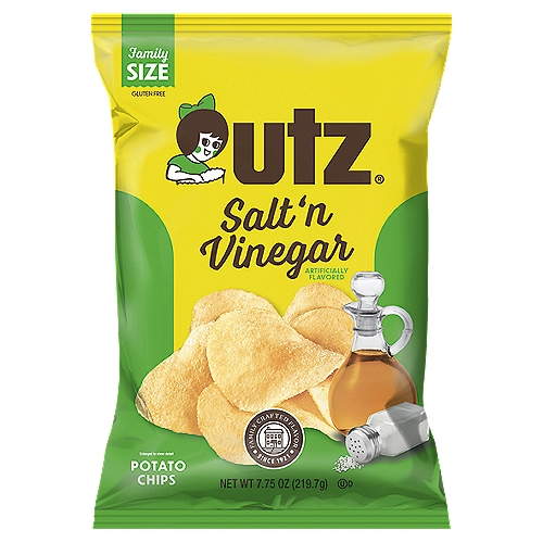 These Utz® potato chips are a fan-favorite flavor. We start with our perfectly crispy potato chips and add our delicious salt and vinegar seasoning. When you open a bag of these chips, you're reminded of a time when a sprinkle of salt and a squeeze of vinegar transformed simple French fries into your favorite carnival or boardwalk snack. We'd like to think you can still get that simple, delicious flavor with a bag of our time-tested potato chips. Try a bag today and enjoy!