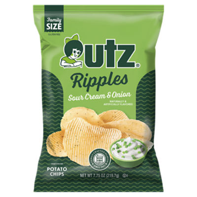 7.75 oz Utz Ripples Sour Cream & Onion Potato Chips, 7.75 Ounce