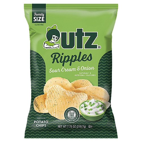 7.75 oz Utz Ripples Sour Cream & Onion Potato Chips
When you open this bag of potato chips, you're not just having a snack. Did you know you've just opened a bag of our most popular seasoned chip? You will begin to smell that bold blend of spices in our legendary recipe. You won't be able to wait to take a bite of those crunchy, perfectly cooked ripple cut potato chips. You can almost taste that zesty sour cream flavor. Well, what are you waiting for? Grab a bag and enjoy!