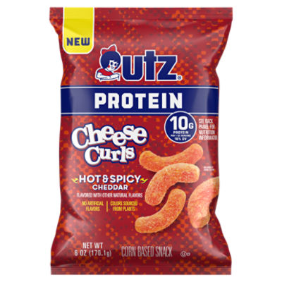 Utz Protein Cheese Curls Hot & Spicy Cheddar Corn Based Snack, 6 oz, 6 Ounce