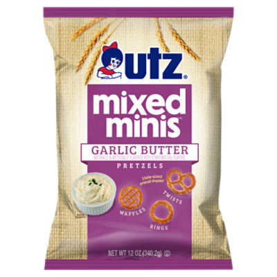 Utz Mixed Minis Garlic Butter Pretzels, 12 oz