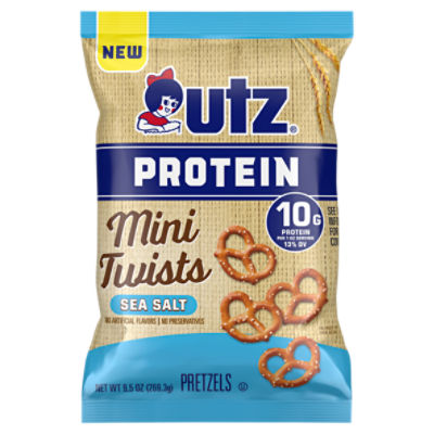 Utz Protein Mini Twists Sea Salt Pretzels, 9.5 oz
