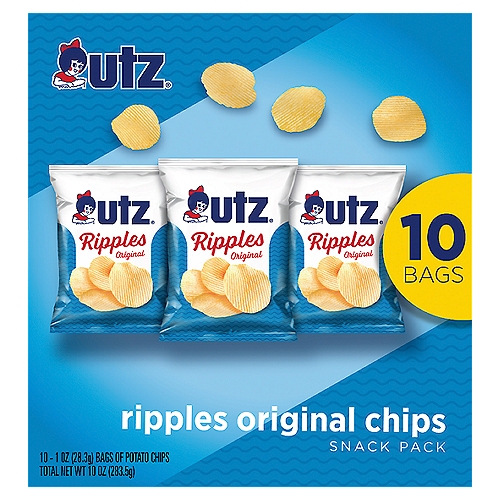Utz Ripples Original Chips Snack Pack, 1 oz, 10 count