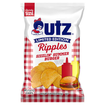 Utz Ripples Sizzlin' Summer Burger Potato Chips Limited Edition Family Size, 7.75 oz