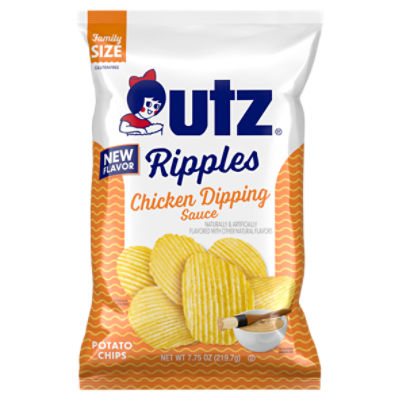 Utz Gluten Free Ripples Chicken Dipping Sauce Potato Chips Family Size, 7.75 oz