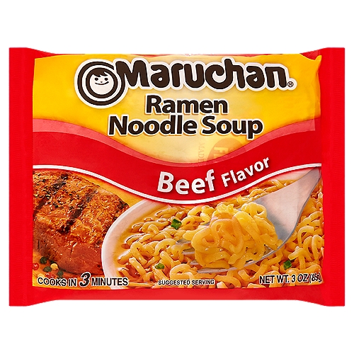Maruchan Beef Flavor Ramen Noodle Soup, 3 oz