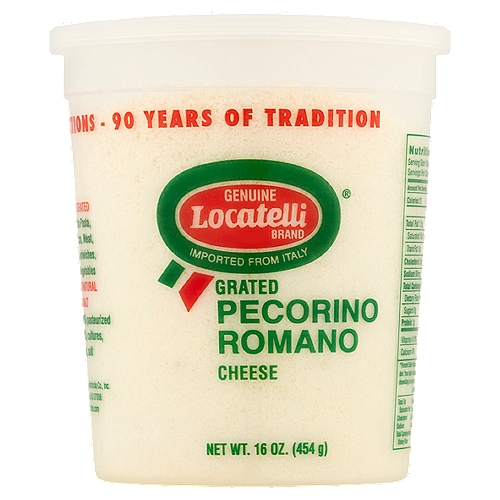 Locatelli Grated Pecorino Romano Cheese, 16 oz
Adds zest to pasta, salads, pizza, meat, chicken, sandwiches, rice and vegetables
