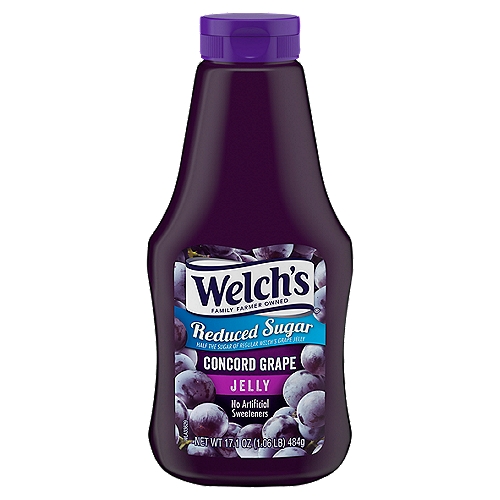 Welch's Reduced Sugar Concord Grape Jelly, 17.1 oz Squeeze Bottle