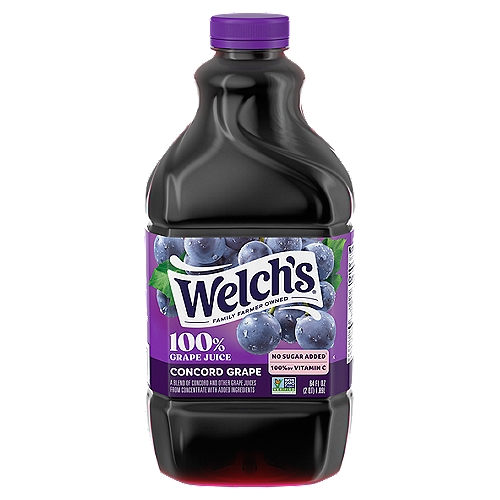 A Blend of Concord and Other Grape Juices from Concentrate with Added Ingredients

What makes a grape a Welch's® grape? It's sweetened by the sun with a bold, unforgettable flavor that has satisfied families for generations. Welch's 100% Grape Juice delivers the delicious taste of USA grown Concord Grapes, 2 servings of fruit in every glass. You can trust the goodness of Welch's with absolutely NO added sugar, artificial flavors, or colors. Also an excellent source of Vitamin C and Non-GMO Project Verified. Learn how we are Growing Tomorrow Together and investing in a better future on our website. This is a single 64 fl. oz. bottle of juice