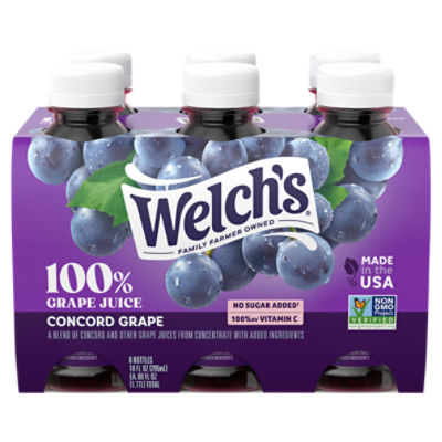 Welch's 100 Grape Juice, Concord Grape, 10 fl oz OntheGo Bottle (Pack of 6)