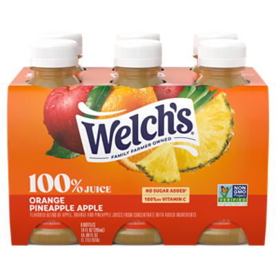 Welch's 100% Orange Pineapple Apple Juice, 10 fl oz On-the-Go Bottle (Pack of 6)