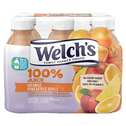 Welch's 100% Orange Pineapple Apple Juice, 10 fl oz On-the-Go Bottle (Pack of 6)