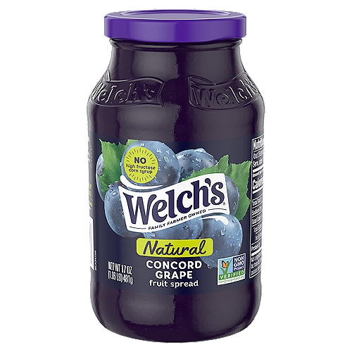 Welch's Natural Concord Grape Spread has no high-fructose corn syrup, no artificial flavors or colors — just real, bold fruit taste your whole family will love.
Welch's Natural Concord Grape Spread is also a non-GMO food. Next time you make a PB&J; you'll know you're not adding anything you don't want! Made with U.S.A. grown grapes. 100% of our profits go to the family farmers who own Welch's.
Visit our website to learn how we are Growing Tomorrow Together and investing in a better future. This is a single 17oz jar of grape spread.